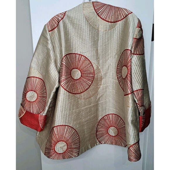 IC by Connie K Metallic Red Gold Asymmetric Jacket Wearable Art Circles USA XXL - Picture 11 of 11